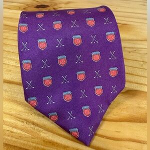 Brooks Brothers “Country Club” Purple Golf Design  Silk 60 Inch Tie Made in USA.